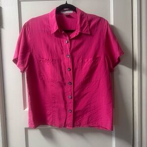 Vintage 100% Silk Stephanie Andrew’s Fuchsia Button-Down Shirt